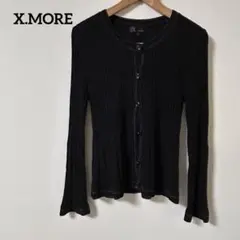 X.MORE リブ編み ラメ ブラック 長袖ニット