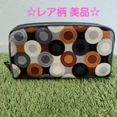 【レア美品！】coachポーチ　サークルロゴ　グレー ブラウン ブラック　ドット