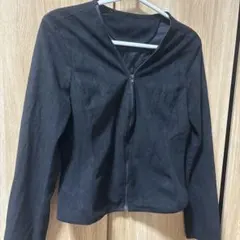 ノーカラー ジップアップ ジャケット ブラック F