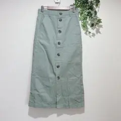 【ジーユー】オリーブグリーン ボタン付きタイトスカート　Mサイズ　ウエストゴム