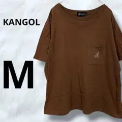 KANGOL 半袖　Tシャツ　オーバーサイズ　ロゴ刺繍　胸ポケット　ブラウン