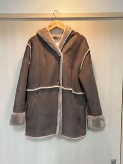 BACK NUMBER フード付きブラウンムートンコート Medium