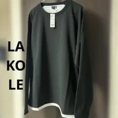 【新品】LAKOLE ナシジ裏起毛レイヤープルオーバー　ブラック XL