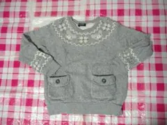 pom ponette　小さめMサイズ裏毛トレーナーUSED　杢グレー　140