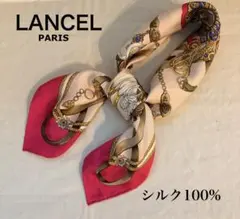 LANCEL ランセル スカーフ シルク100% 大判 ヴィンテージ ピンクのサムネイル