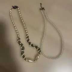 ビーズとパールのネックレス