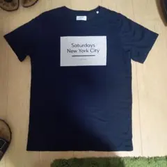 美品 Saturdays NYC サタデーズサーフ ロゴTシャツ ネイビー S