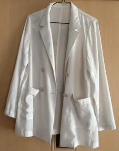 ホワイト ノーカラージャケット M