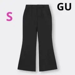 GU ジーユー ストレッチフレアパンツ スラックス 黒 ブラック 脚長効果 S