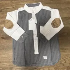 新品タグ付　アプレレクール　　グレーとホワイト ストライプ　　長袖シャツ　110