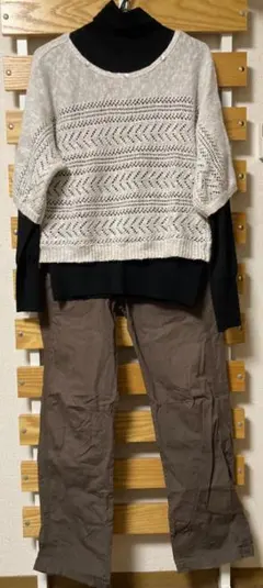 【コーデ売り】 ニット ライトグレー カーゴパンツ　　2点