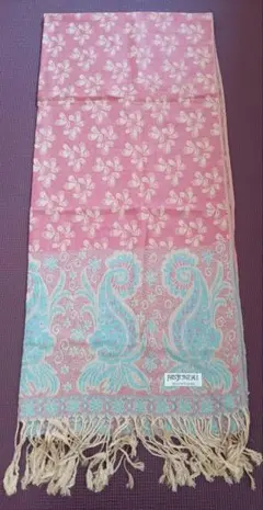 【新品未使用】大判パシュミナ 100% ストール ピンク 水色
