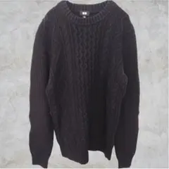 完売品✨ユニクロ 【М】ケーブル編み 洗えるニット セーター 黒　ミドルゲージ