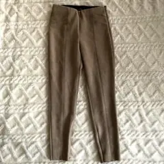 ZARA ザラ フェイクスエード レギンス パンツ 美脚 裾ジップ ブラウン M