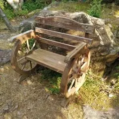 木製肘置き車輪付きベンチ ※廃番品　シャビー　ヴィンテージ　ガーデンオブジェのサムネイル