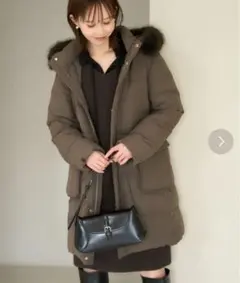 【ロペピクニック】ダークブラウン フード付きダウンジャケット38