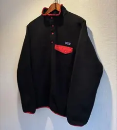 patagonia スナップT フリース M ブラックxレッド パタゴニア