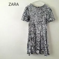 1761＊ZARA シルバー スパンコール 半袖 ワンピース ドレス 11歳のサムネイル