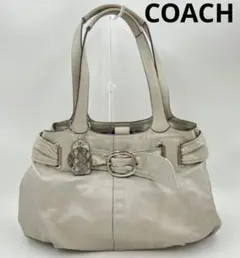COACH ライトグレー レザー トートバッグ