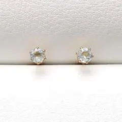 アクアマリン　ひと粒ピアス　3ミリ　ステンレス　ゴールド　天然石　*2056