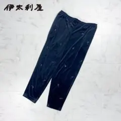 伊太利屋 ベロアジーパンツワイド ブラック サイズ7*FD424