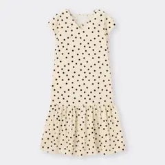 gu ドットVネックワンピース オフホワイト Lサイズ