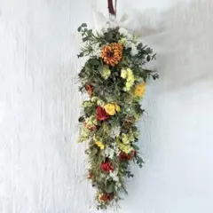 感謝Sale❃ドライフラワースワッグ〜イエロー＆オレンジラナンキュラス❁⃘*.゜