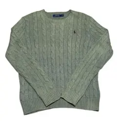 Polo Ralph Lauren コットン ケーブルニットセーター グリーンS