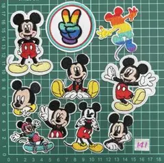 ミッキーマウス刺繍アイロンワッペンセット売り10枚入り　141