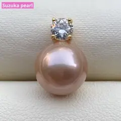 本真珠淡水エジソンパールネックレストップ10.4mmブラウンオレンジPT1014