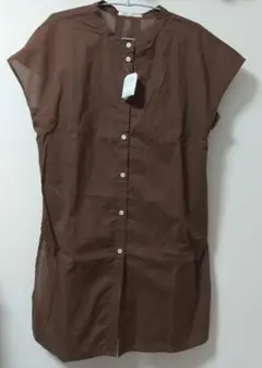 chocol raffine ノースリーブシャツワンピース ブラウン