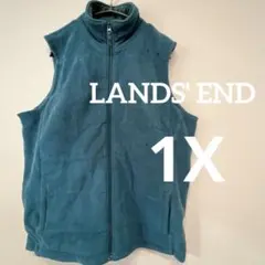 【ゆったりサイズ】ランズエンド フリースベスト 1X ターコイズ 緑 XL相当のサムネイル
