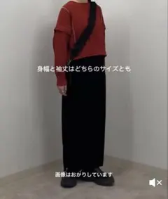 レッド クロップドニットセーター 長袖
