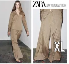 新品ZARA 定価10,990円 プリーツ ワイドパンツ XL ラスト1点♪