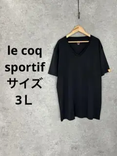 ルコックスポルティフ VネックTシャツ ブラック ビッグサイズ スポーツ 速乾