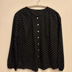 girly dollドット柄 長袖ブラウス ブラックのサムネイル