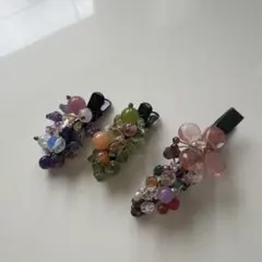 多色ビーズヘアクリップセット 約7cm