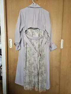 薄紫トレンチコート レース裏地付きMサイズ