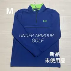 未使用品 アンダーアーマー メンズ ゴルフ ブルー モックネック シャツ M