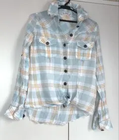 GARULA 水色 チェック柄 シャツ Mサイズのサムネイル