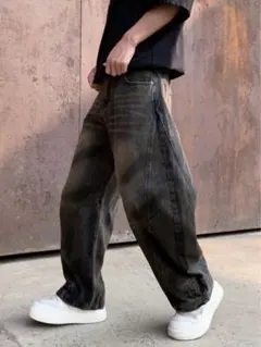 step black ヴィンテージワイドレッグジーンズ