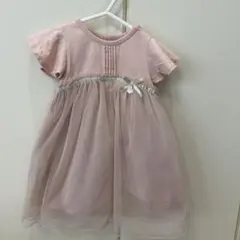 半袖ワンピース チュール ピンク80cm