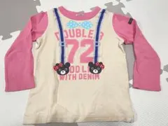 ミキハウス ダブルビー B子ちゃんサスペンダー 長袖 ロンＴ100