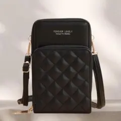 便利で人気‼️　スマホショルダーバッグ キルティング 黒