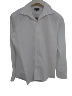 美品 JOSEPH HOMME ホワイトストライプ開襟シャツ 48 ジョセフオム