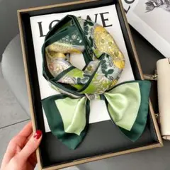 ☆スカーフ☆シルクタッチ☆おしゃれ☆レディース☆ロンググリーン花柄35