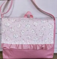 図書袋　絵本袋　レッスンバッグ　ショルダーバッグ☆ハート　うさぎ　入園　入学