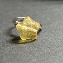 WR772 天然石 パワーストーン ワイヤーリング フローライト イエロー 星