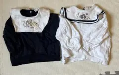 バースデイ　cottoli 動物刺繍セーラー襟トレーナー90cm 2点セット