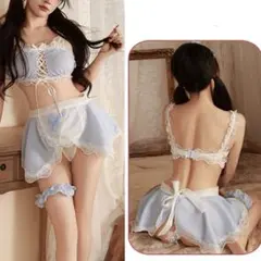 909 コスプレ　メイド　セクシー　ハロウィン　エロ可愛い　萌え　水色